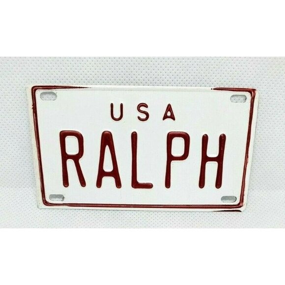 U.S.A Ralph Personalized White Red Collectible Mini License Bicycle Bike Plate - Picture 1 of 12